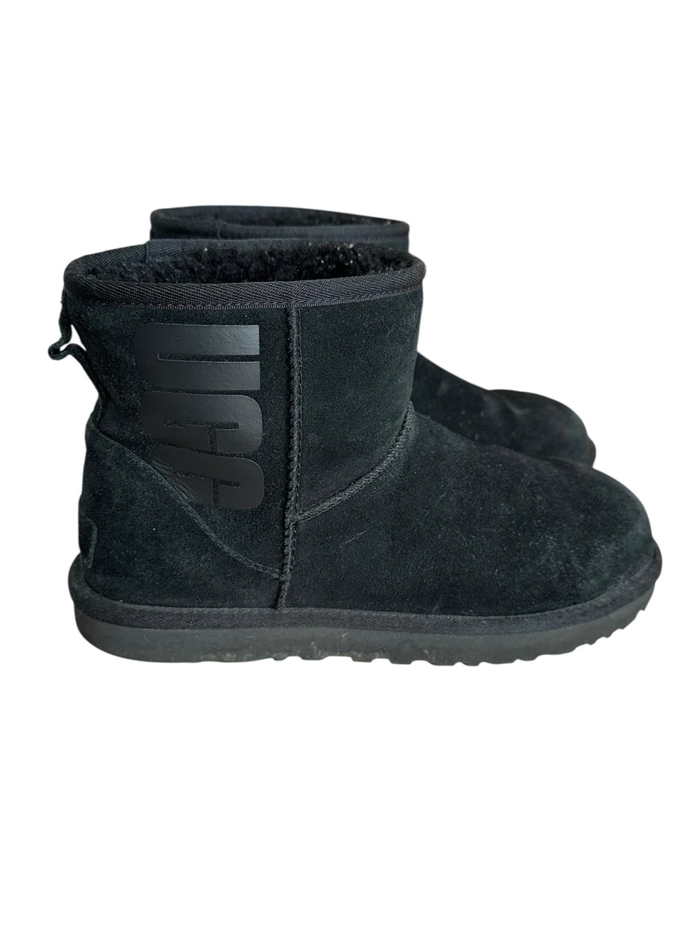UGG Black Classic Mini Rubber Logo Boots Size 8